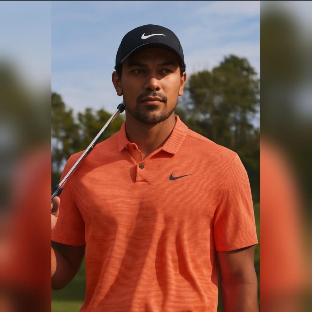Nike 'Tiger Woods' Collection Men's Orange Striped Drt-Fit Polo Golf Shirt Sz XL